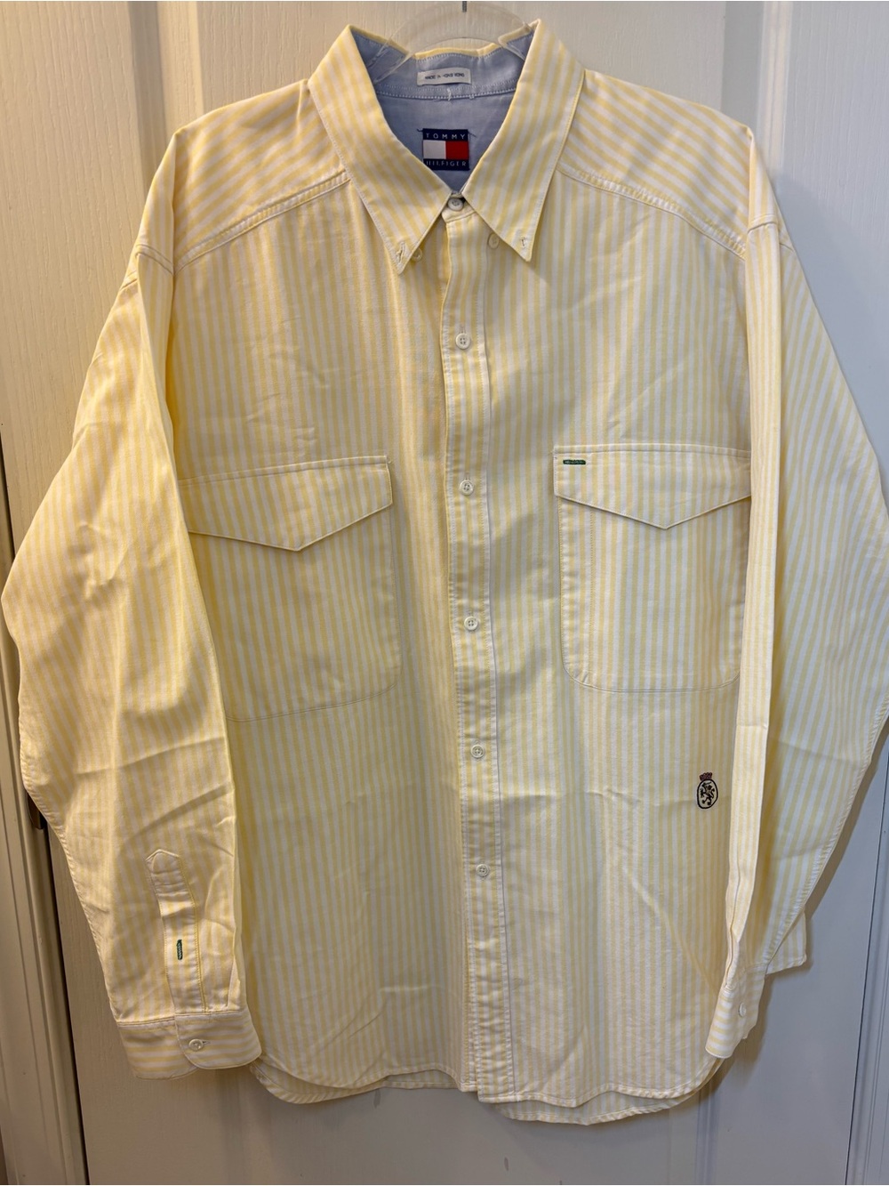 Tommy Hilfiger Men’s Pale Yellow Striped Button-Down Shirt